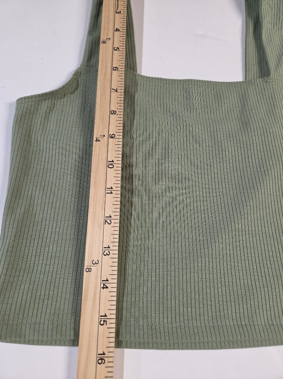 American Eagle Outfitters Ribbed Sage Square-Neck Crop Top - Picture 4 of 8